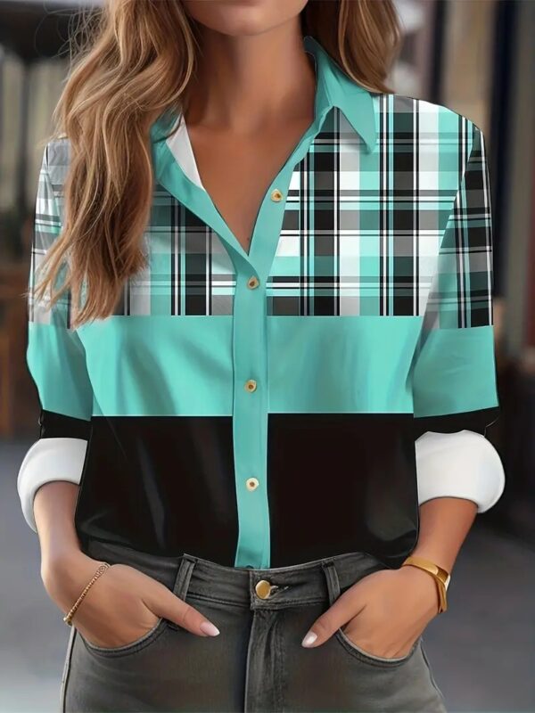 Printed Loose Casual Women's Shirt Long Sleeve Top - Image 7