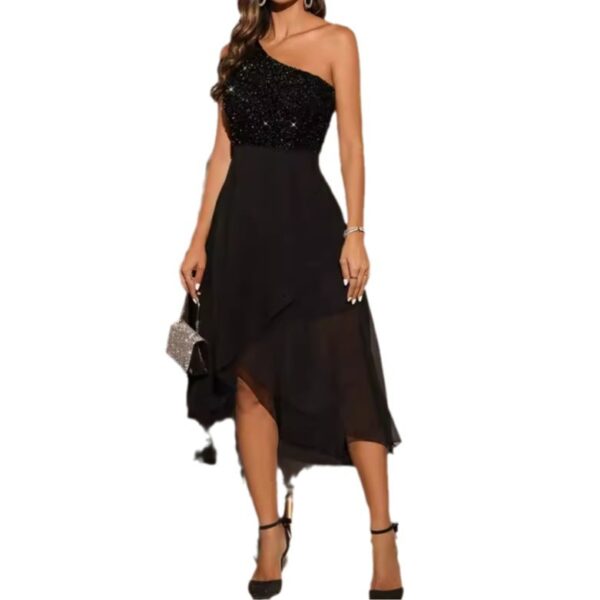 Women's Waist Slimming Shoulder Party Evening Dress - Image 5