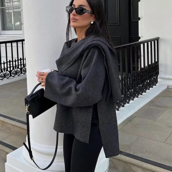 Women's Loose Casual Cape Knitted Sweater Coat - Image 6