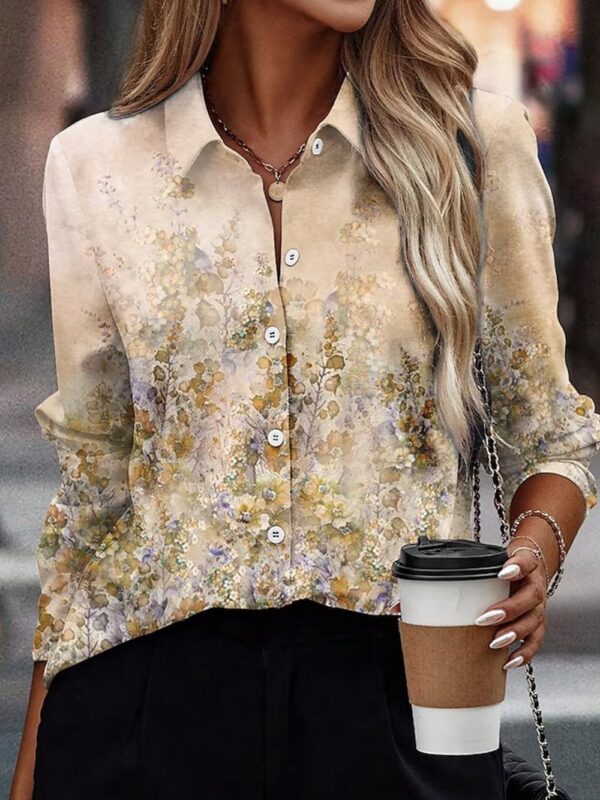 Elegant Women's Loose Long Sleeve Shirt - Image 4