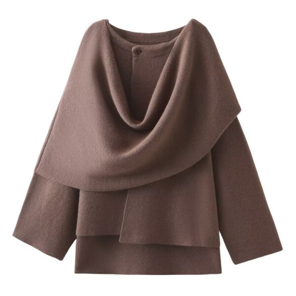 Women's Loose Casual Cape Knitted Sweater Coat - Image 2