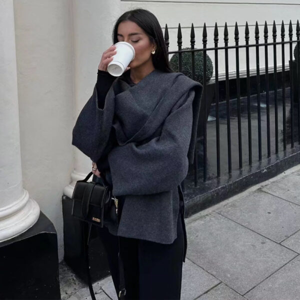 Women's Loose Casual Cape Knitted Sweater Coat - Image 3