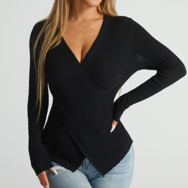 New Irregular Cross Sweater Women Chic Top Sweater - Image 5