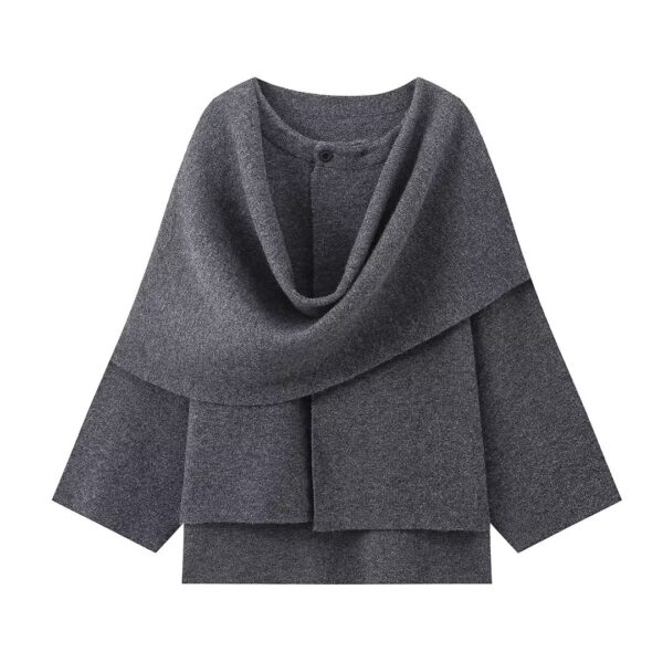 Women's Loose Casual Cape Knitted Sweater Coat - Image 5