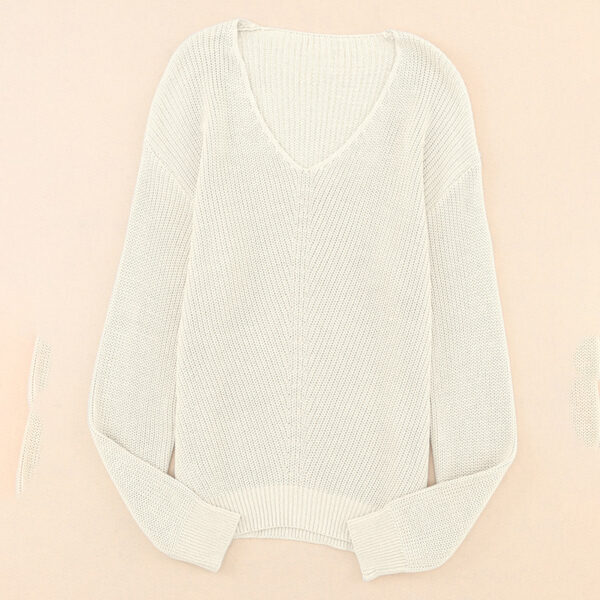 Threaded Long Sleeve Sweater Slim Fit Pullover Simple Style - Image 4