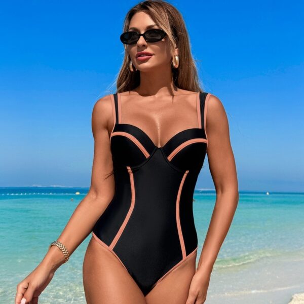 Swimsuit Women's One-piece Black And White Stripe High Waist - Image 8
