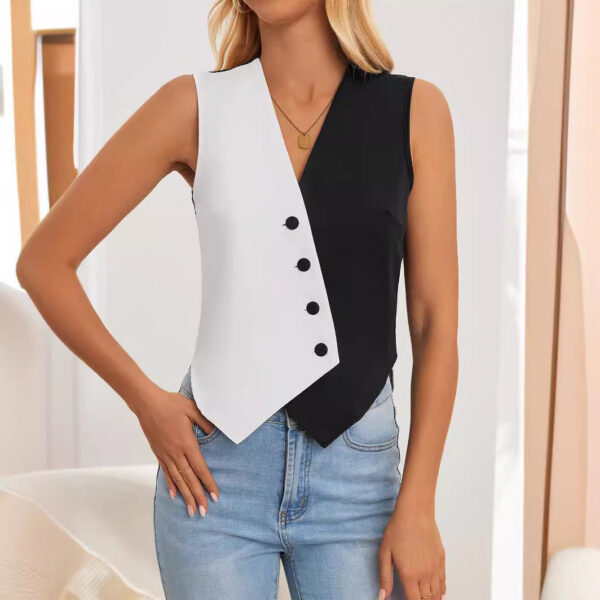 V-neck Short Suit Waistcoat Vest - Image 2