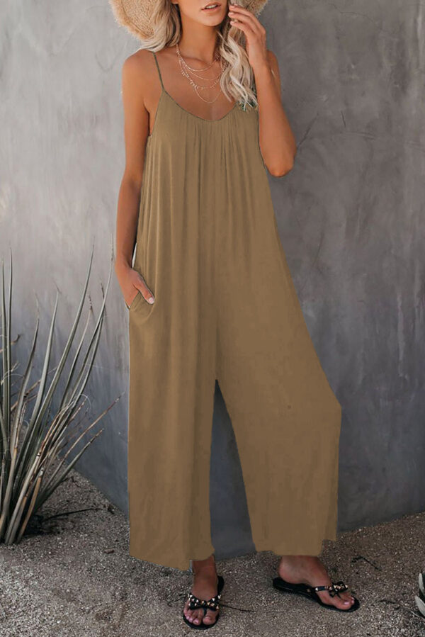 Women's Loose Sleeveless Jumpsuits Romper Jumpsuit With Pockets Long Pant Summer - Image 6