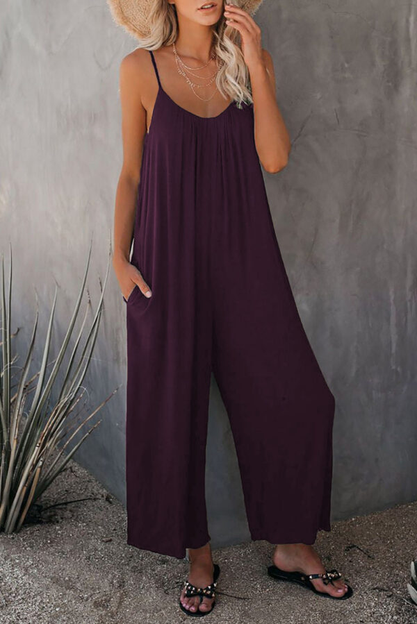 Women's Loose Sleeveless Jumpsuits Romper Jumpsuit With Pockets Long Pant Summer - Image 7