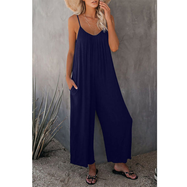 Women's Loose Sleeveless Jumpsuits Romper Jumpsuit With Pockets Long Pant Summer - Image 3