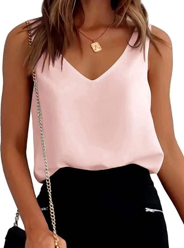Women Tank Top Summer Casual V Neck Camisole Blouses Loose Sleeveless Cami Basic Tank Shirt - Image 6